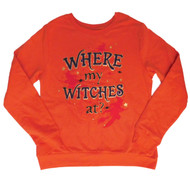 Womens Orange Halloween Sweatshirt Where My Witches At Sweat Shirt