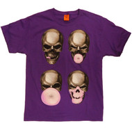Mens Purple Bubblegum Skulls Halloween T-Shirt