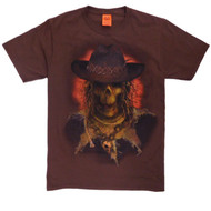 Mens Brown Spooky Scarecrow Halloween T-Shirt
