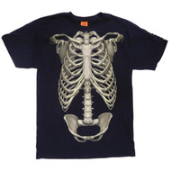 Mens Black Skeleton Rib Cage Halloween Costume T-Shirt