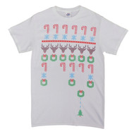 Mens White Christmas Holiday Space Invader Videogame T-Shirt