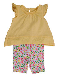 Infant & Toddler Girls Yellow Shirt & Veggie Print Shorts Set Baby Outfit