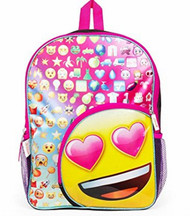 Emoji Heart Eyes 16 inch Backpack with Side Mesh Pockets