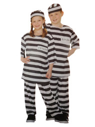 Boys & Girls Kid Prisoner Halloween Costume Hat, Top, Pants