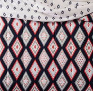 Aztec Twin XL Navy Blue & Coral Geometric Reversible Comforter Dorm Bed