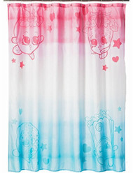 Shopkins Shower Curtain - Blue and Pink - Kids Bath Decor