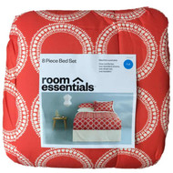 Room Essentials Op Art Full Bed in Bag Orange Dots - Comforter Set 8 Piece