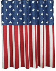 Celebrate Americana Red White & Blue Fabric Shower Curtain USA Bath Decor