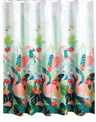 Celebrate Summer Tropical Flamingo Fabric Shower Curtain Bath Decor