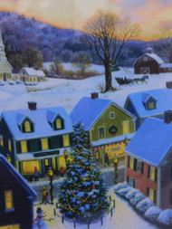 Christmas Tree Snowy Town Church Steeple Garden Flag & Stand Kit 13 by 18 Inch