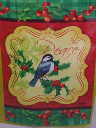 Holiday Peace Red & Green Bird Christmas Garden Flag & Stand 18 by 12 inch