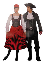 Womens Pirates Beauty Halloween Costume Dress with Vest Choker & Headpiece OSFM