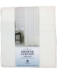 Classic Ivory Cotton Seersucker Fabric Shower Curtain - Bath Decor