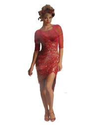Womens Fiery Devil Halloween Costume Dress & Headpiece