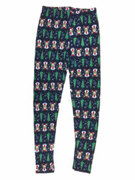 Junior Womens Blue Reindeer & Christmas Tree Fleece Lined Holiday  Leggings