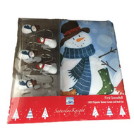 Saturday Knight Snowman Fabric Shower Curtain & Hook Holiday Set