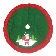 Green & Red Felt Santa Claus Christmas Tree Skirt 48 Inch Holiday Decor