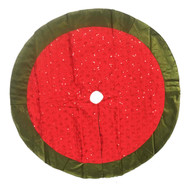 Red & Green Sequin Satin Christmas Tree Skirt 48 Inch Holiday Decor