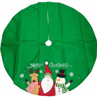 Green Tree Skirt With Santa Riendeer Snowflakes & Snowman