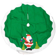 Green Felt Tree Skirt With Santa Christmas Presents & Christmas Trees