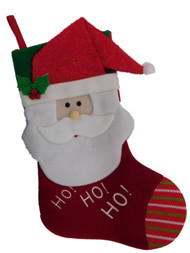 Sparkly Red Felt Ho Ho Ho Santa Claus Christmas Stocking