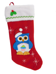 Red Felt Owl Santa Claus Christmas Stocking
