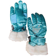 Girls Aqua Blue Butterfly Snow & Ski Gloves Thinsulate Lined