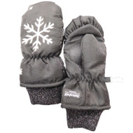 Girls Black Snowflake Snow & Ski Mittens Lined 4-6
