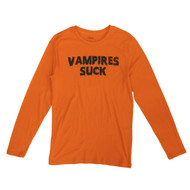 Young Mens Orange Vampires Suck Long Sleeve T-Shirt Halloween Tee