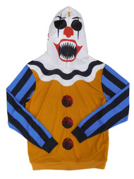 Mens Scary Clown Costume Full Zip Hoodie Sweatshirt
