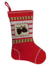 Embellished Red Felt Pinecone Christmas Holiday Stocking
