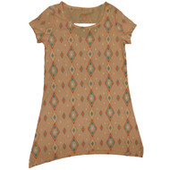 Womens Pink Turquoise & White Diamond Sleep Shirt Slit Back Nightgown