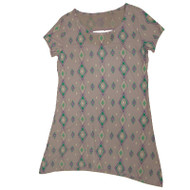 Womens Purple Turquoise & White Diamond Sleep Shirt Slit Back Nightgown