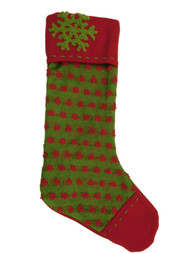 Embellished Green & Red Polka Dot Christmas Holiday Stocking