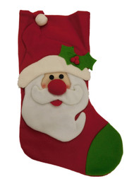 Relt Felt Santa Claus & Holly Christmas Holiday Stocking