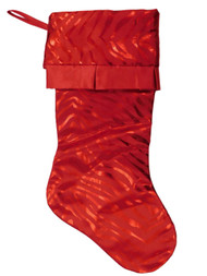 Metallic Red Zebra Stripe Animal Print Satin Christmas Holiday Stocking