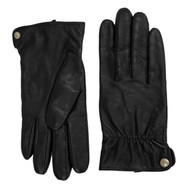 Womens Black Leather & Thinsulate Snap Side Driving Gloves