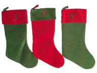 3 Piece Red & Green Joy Monogram Christmas Stocking Holiday Decoration