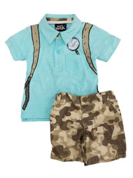 Infant & Toddler Boys 2-Piece Light Blue Explorer Polo Shirt & Camo Shorts Set