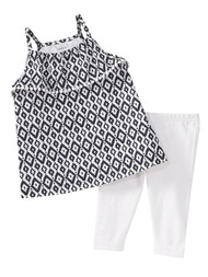 Carters Infant Girls Black & White Geometric Baby Outfit Tank Top & Leggings Set
