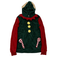 Junior Womens Fuzzy Green Elf Hoodie Hooded Sweater Sweatshirt