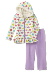 Infant & Toddler White & Purple Green Blue Hearts Girls Hoodie & Leggings Outfit