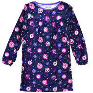 Girls Blue Flannel Animal Ornaments Christmas Holiday Nightgown Cat & Deer