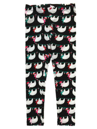 Girls Black Sloth Leggings Knit Christmas Holiday Stretch Pants