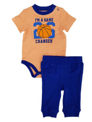 Infant Boys Baby Outfit 2-Piece Game Changer Basketball Bodysuit & Pants Set