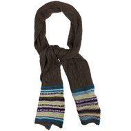 Fownes Womens Brown & Blue Cable Knit Winter Neck Scarf