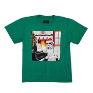 Star Wars Boys Green Stormtrooper Fireplace Christmas Holiday T-Shirt