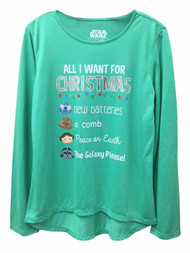 Star Wars Girls Green All I Want For Christmas Holiday Shirt T-Shirt