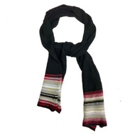 Fownes Black Red & Shiny Gold Cable Knit Winter Neck Scarf