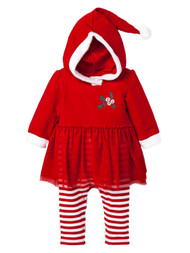 Infant Girls Red & Whtie Striped Mrs Santa Claus Holiday Tutu Baby Outfit